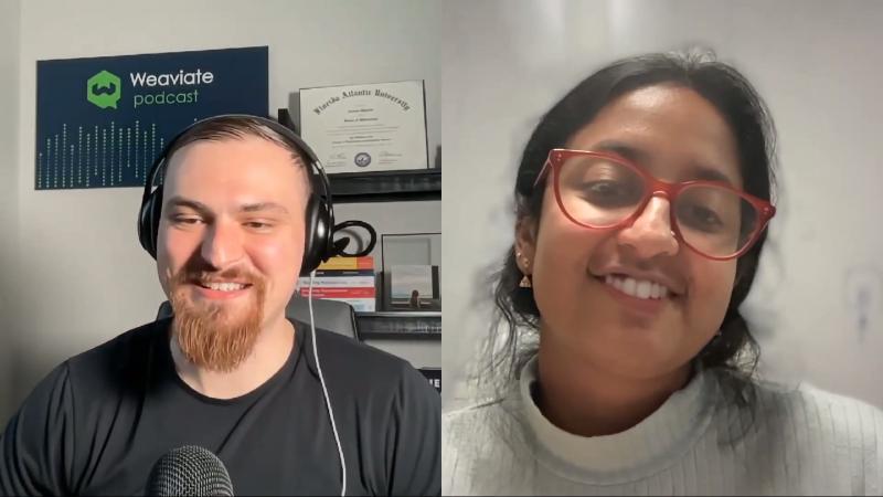 Weaviate podcast 品牌与双主持人；OCR：Weaviate ATEN Nhecerahirn Nien Shera brn。